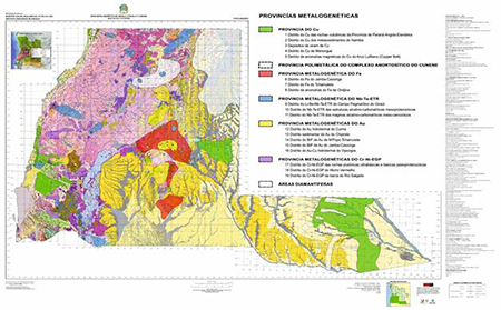 Provincias metalogenéticas, a partir de criterios geológicos, geofísicos y geoquímicos multielementales.