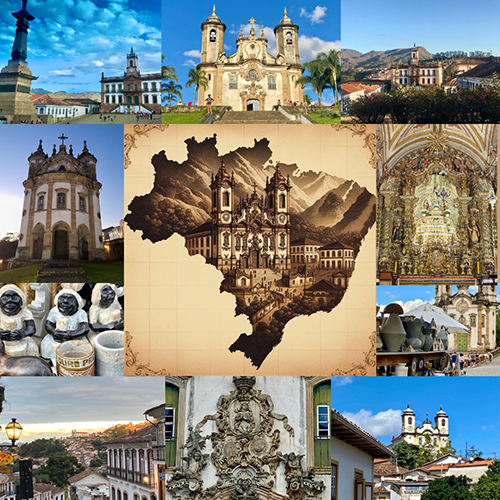 Collage que muestra diversas iglesias coloniales, arquitectura histórica y arte religioso en un entorno urbano con calles empedradas y paisajes montañosos.

Descripción generada con IA