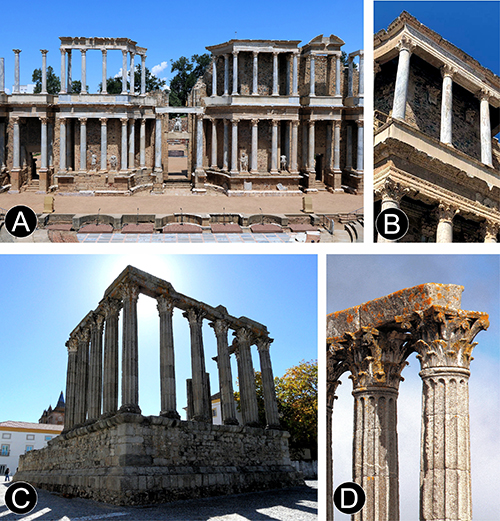 Ruinas antiguas de templos con columnas clásicas de estilo romano bajo un cielo azul despejado.

Descripción generada con IA